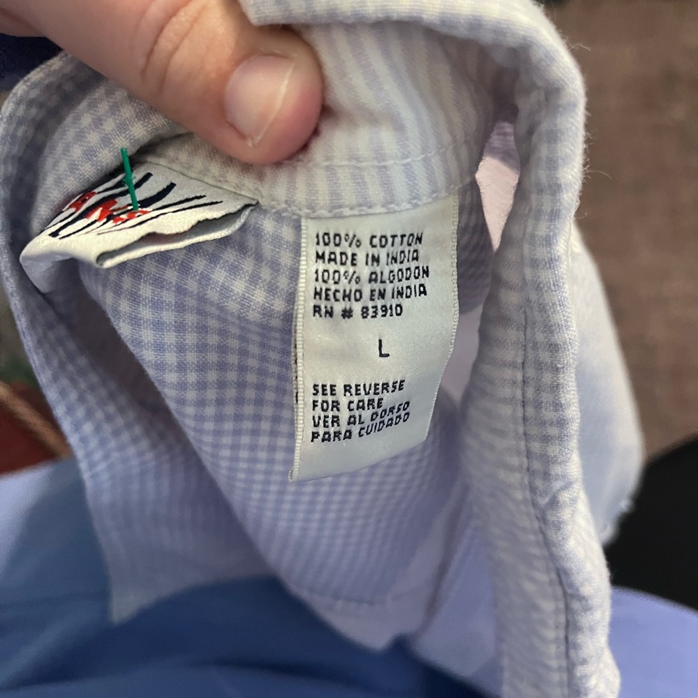 Bill Blass Light Blue Checkered Button Down Shirt - Picture 3 of 4